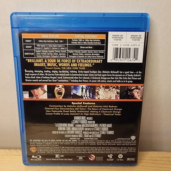 BLU RAY A Clockwork Orange - Picture 2 of 3